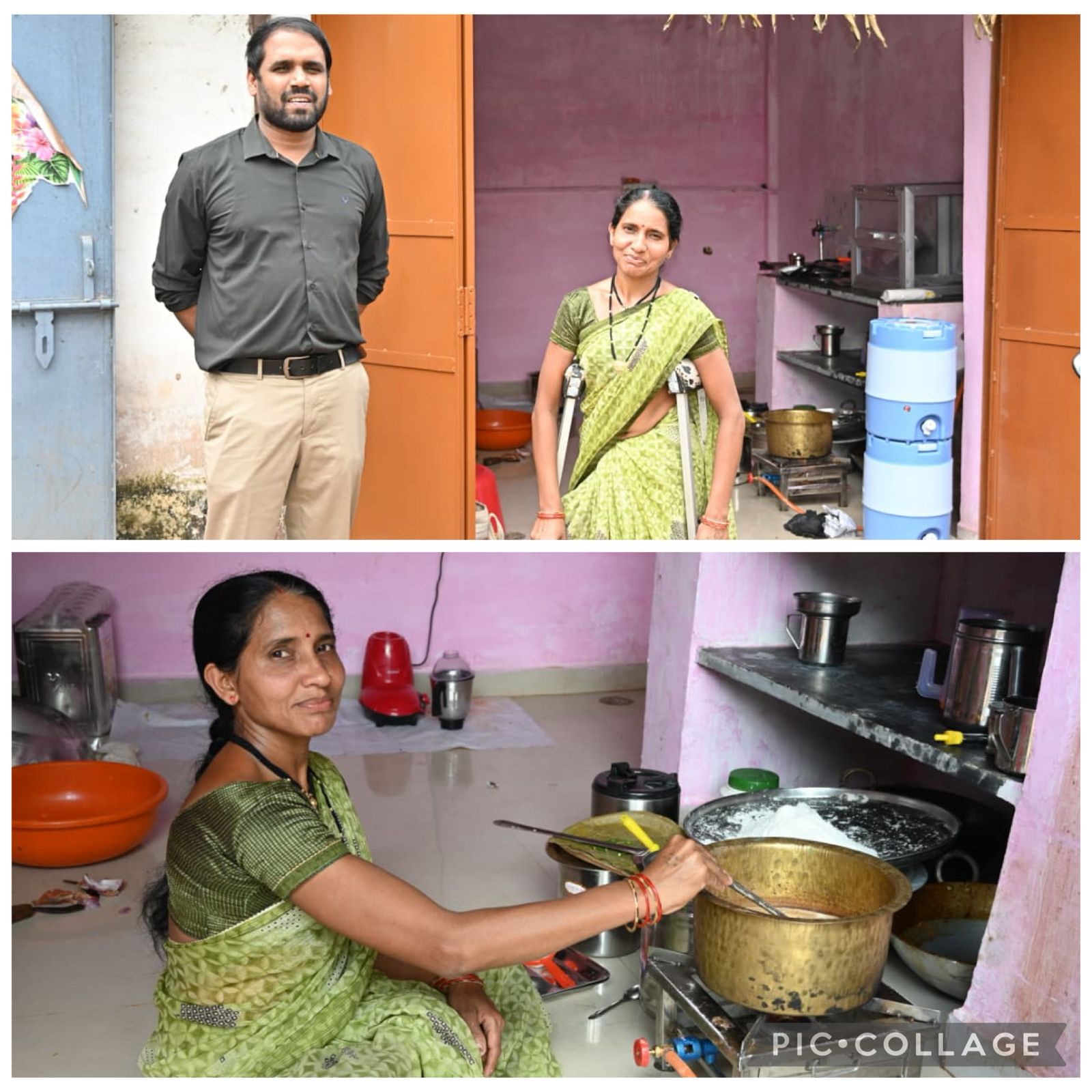 दिव्यांग विश्नोई से चर्चा करते हुए कलेक्टर अबिनाश मिश्रा ।