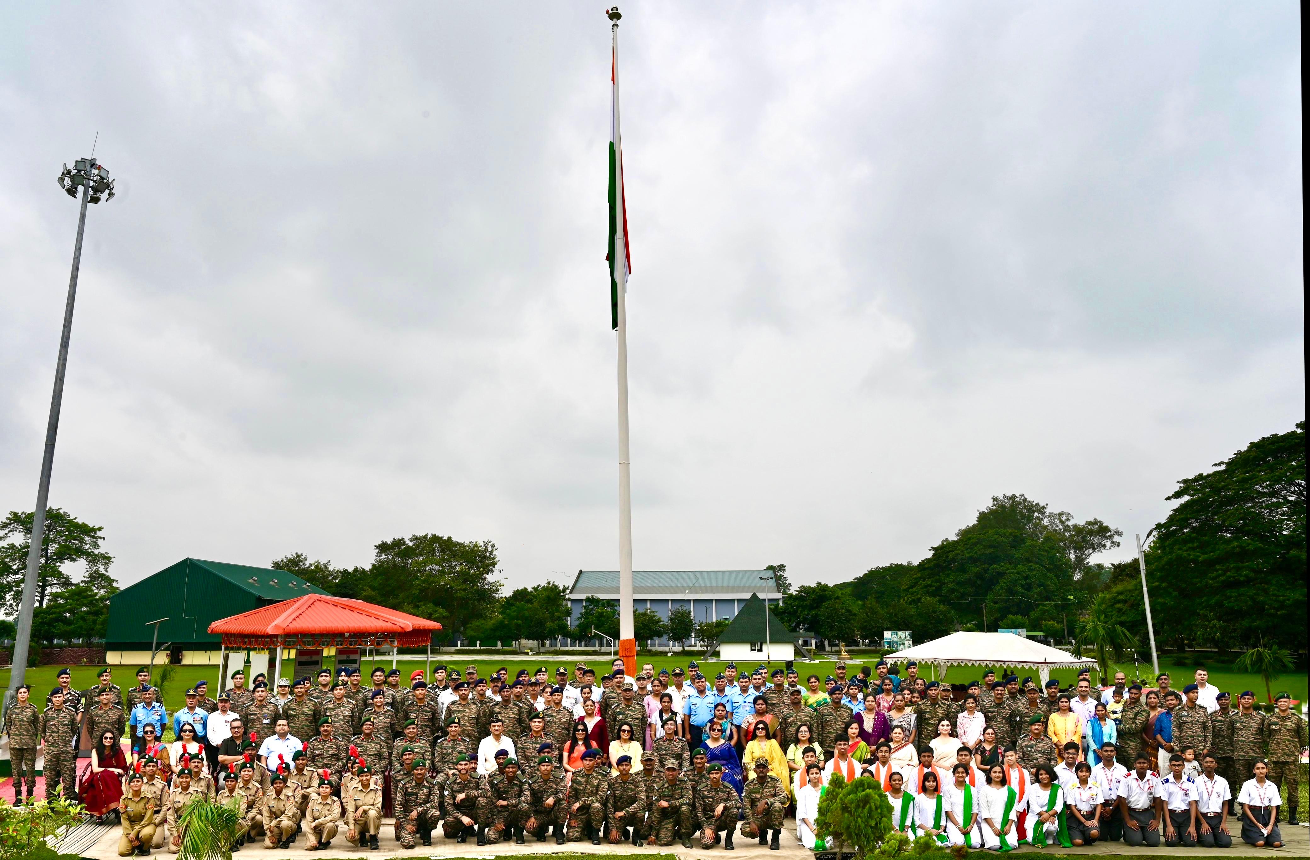 Image of the Tallest National Flag in Region Unfurled at Tezpur Military Garrison.
