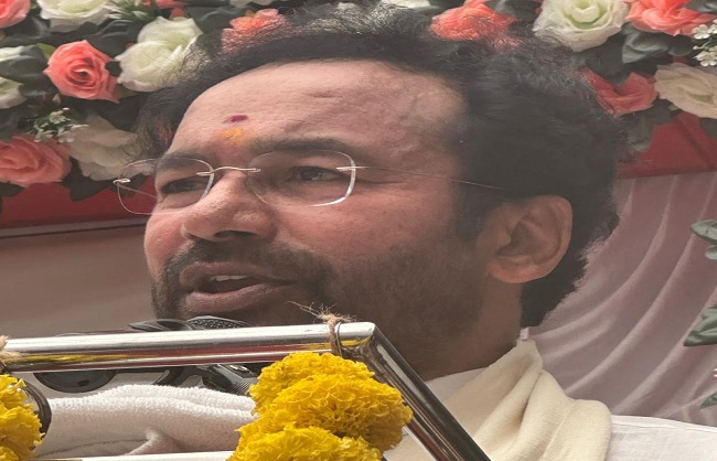 प्रेंस कांफ्रेंस को सबोधित करते हुए केंद्रीय कोयला मंत्री जी किशन रेड्डी