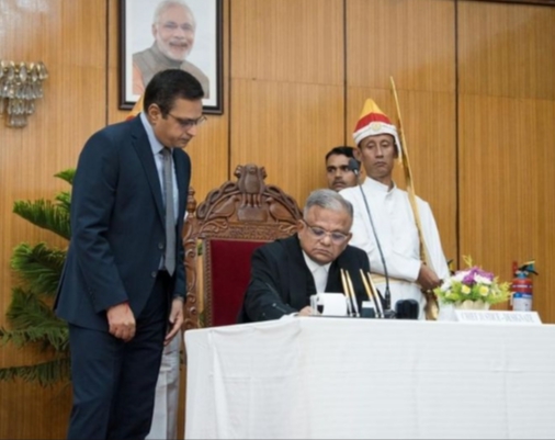 Justice M Sundar assuming the charge as Chief Justice of Manipur High Court