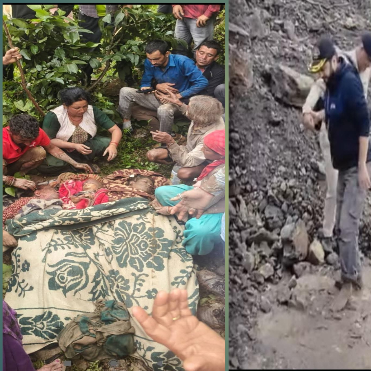 मलबे से निकाला गया महिला का शव और घटना स्थल की ओर नंगे पावं रवाना होते हुए उपायुक्त।