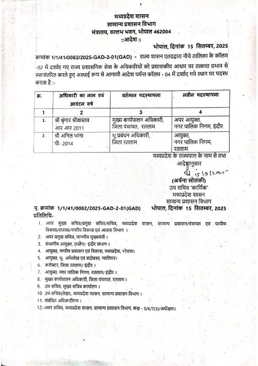 तबादला सूची