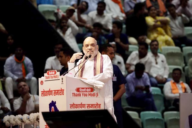 केंद्रीय गृह मंत्री अमित शाह बुधवार को दिल्ली में कार्यक्रम को संबोधित करते हुए