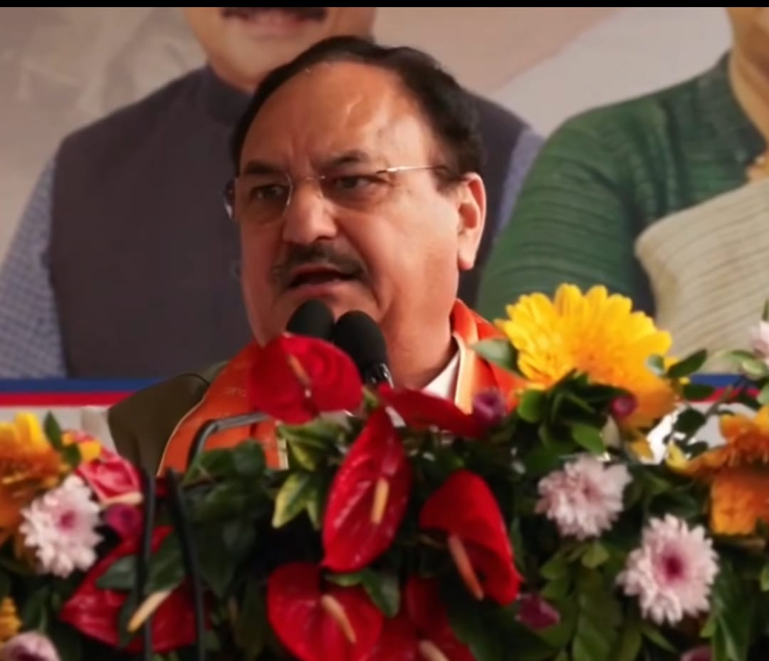 प्रधानमंत्री मोदी के जीवन पर आधारित प्रदर्शनी का उद्घाटन करने के बाद अपना संबोधन देते हुए भाजपा अध्यक्ष जे पी नड्डा