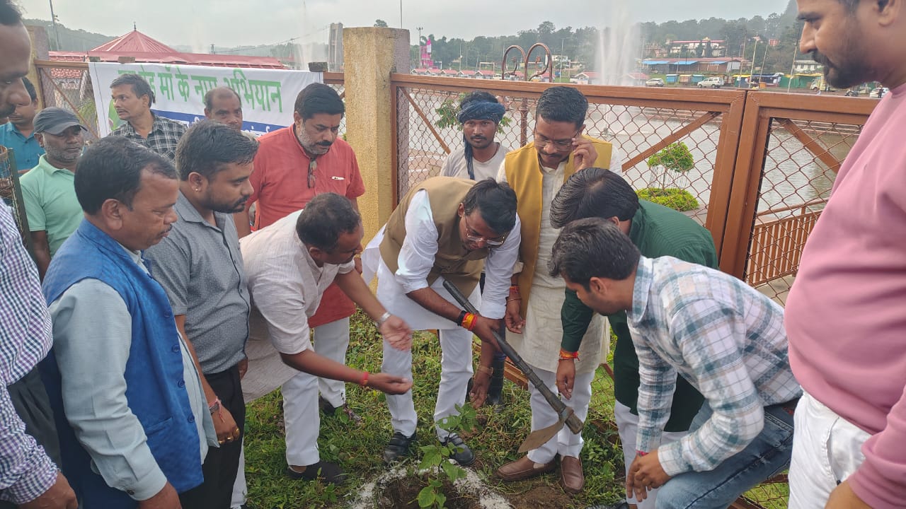 पौधरोपड करते प्रभारी मंत्री
