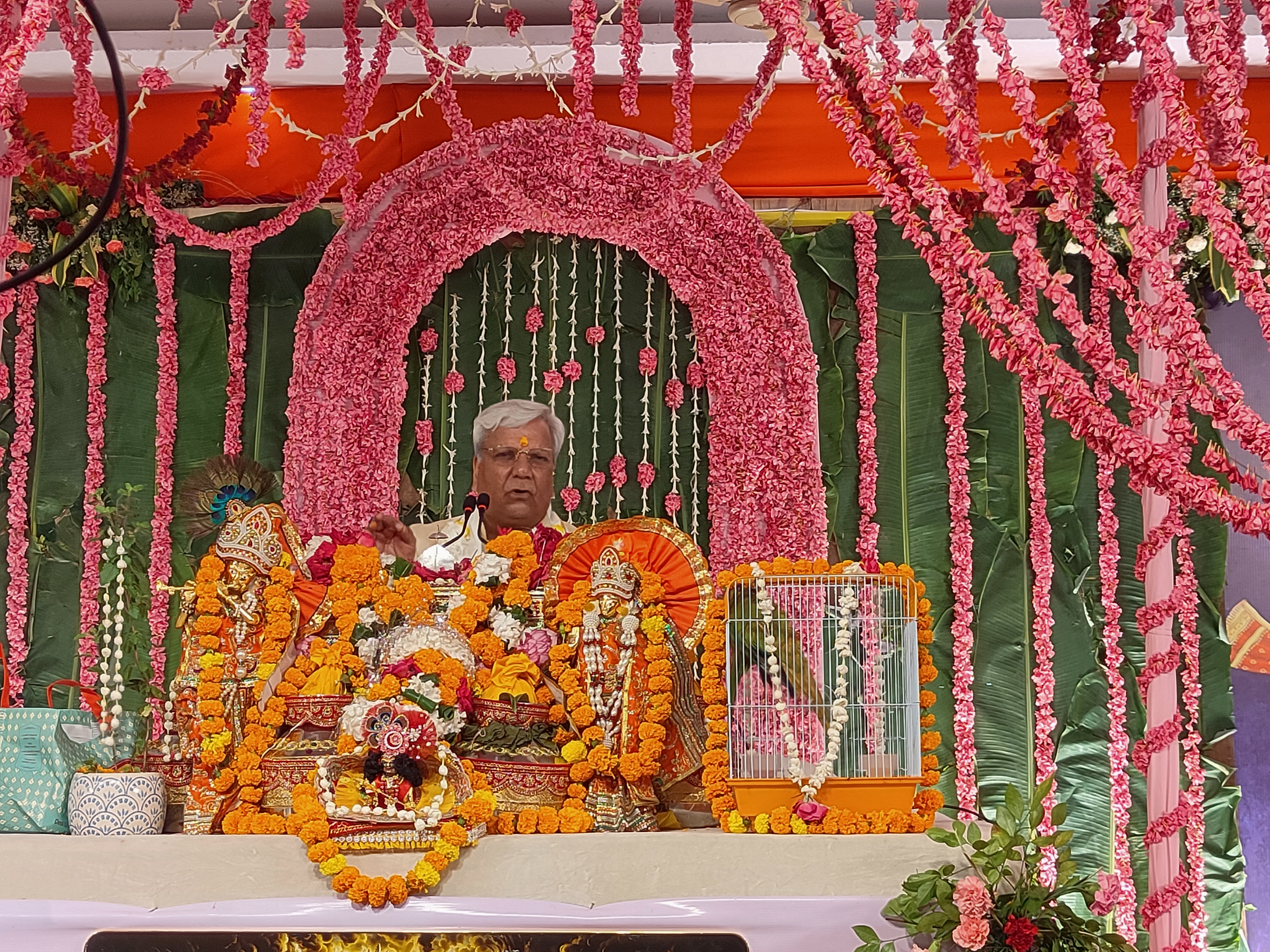 दिल्ली रोड स्थित राही होटल में श्रीमद् भागवत कथा का रसपान कराते आचार्य डॉ जगदीश प्रसाद कोठारी।