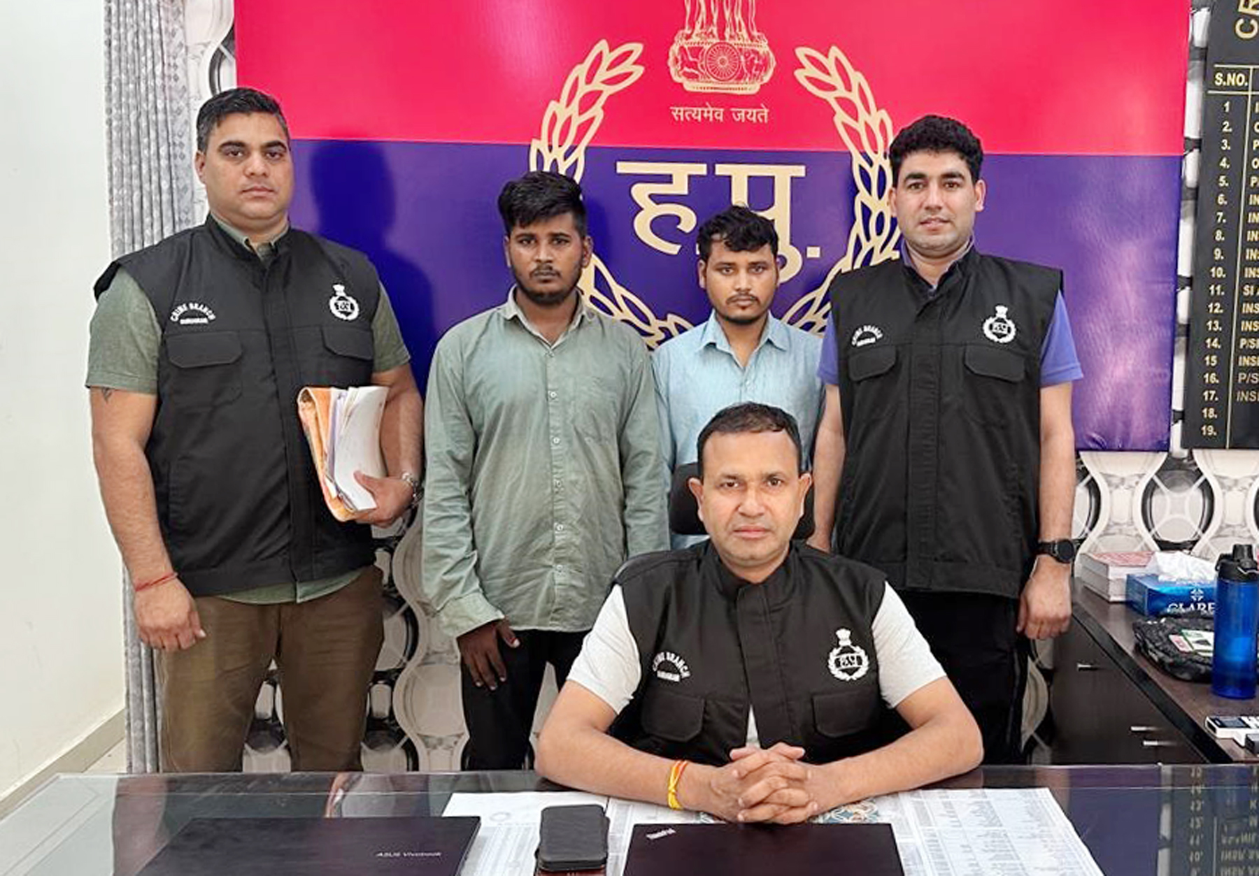 पुलिस गिरफ्त में मकानों में चोरी के आरोपी। पुलिस गिरफ्त में मकानों में चोरी के आरोपी।