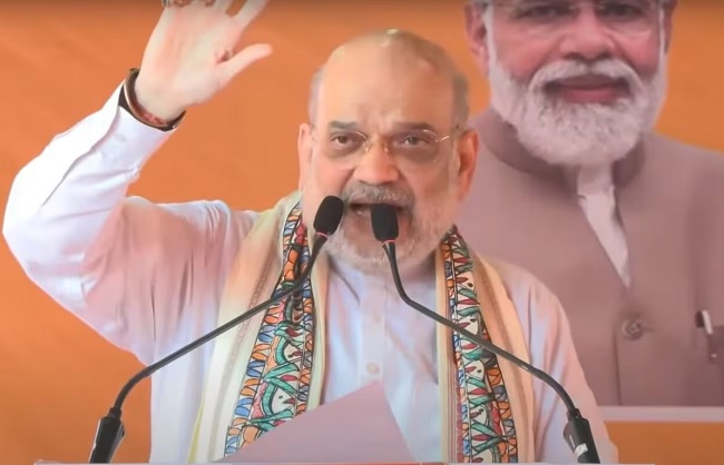 बिहार के डेहरी |न सोन में कार्यकर्ताओं को सम्बोधित करते अमित शाह