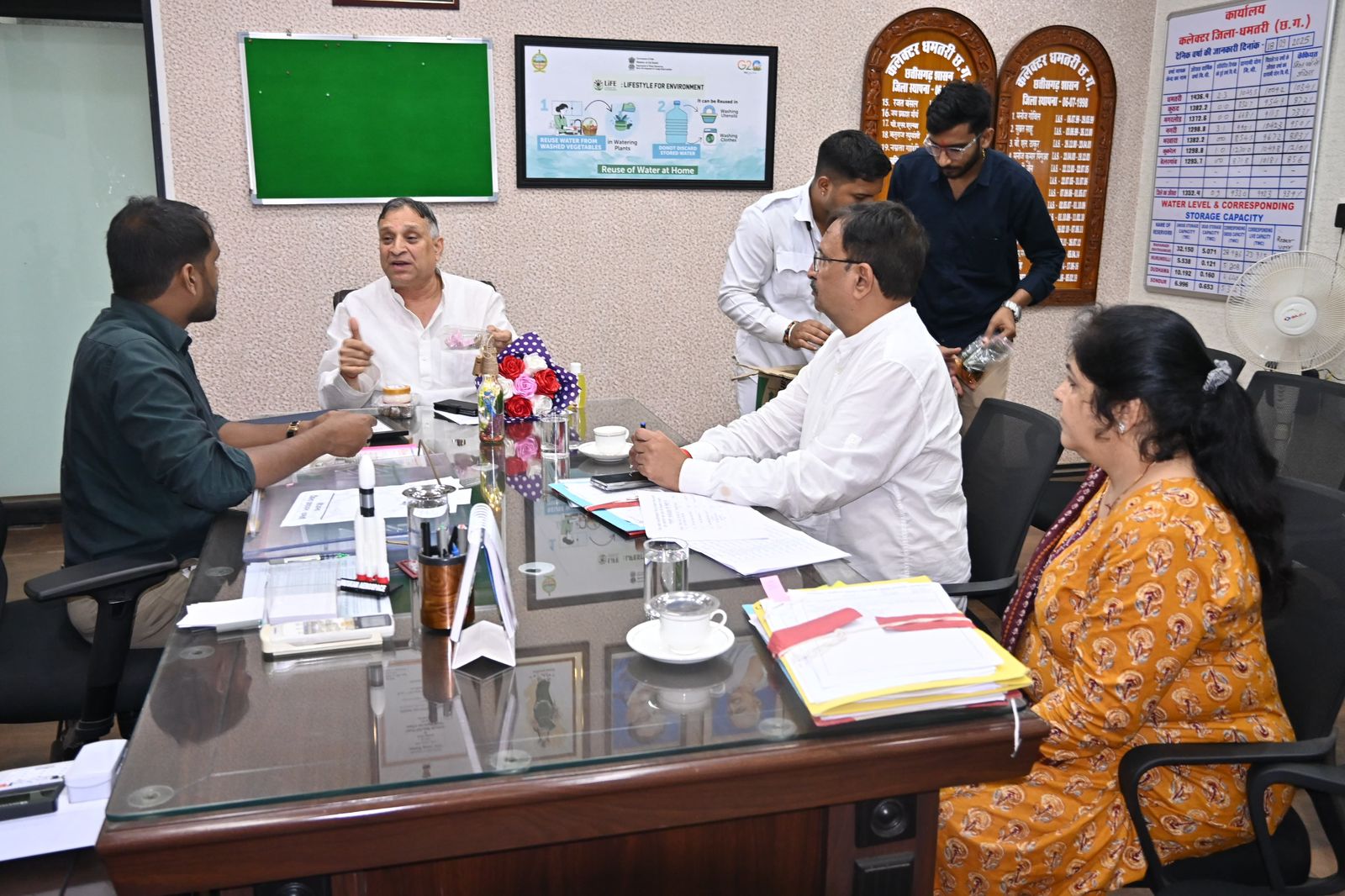कलेक्टर अबिनाश मिश्रा से चर्चा करते हुए लोकेश कावड़िया (दाएं से दूसरे क्रम में)। कलेक्टर अबिनाश मिश्रा से चर्चा करते हुए लोकेश कावड़िया (दाएं से दूसरे क्रम में)।