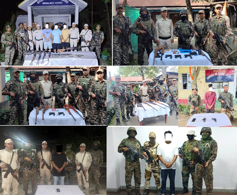 मणिपुरः अलग-अलग अभियानों में गिरफ्तार 6 उग्रवादी एवं बरामद भारी मात्रा में हथियार एवं गोलाबारूद