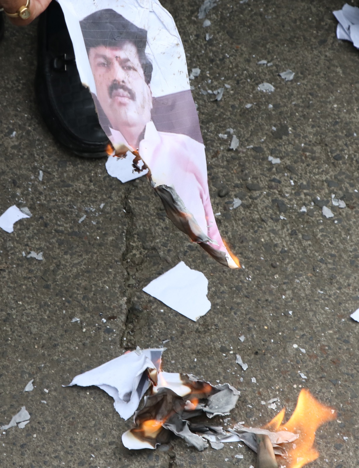 Ncp Sharad burnt effigy of padalamar Ncp Sharad burnt effigy of padalamar