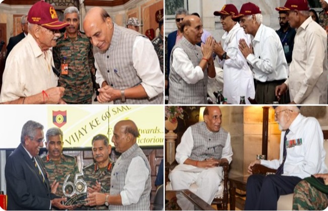 भारत-पाकिस्तान युद्ध में शामिल हुए अधिकारियों और सैनिकों से बातचीत करते रक्षा मंत्री भारत-पाकिस्तान युद्ध में शामिल हुए अधिकारियों और सैनिकों से बातचीत करते रक्षा मंत्री