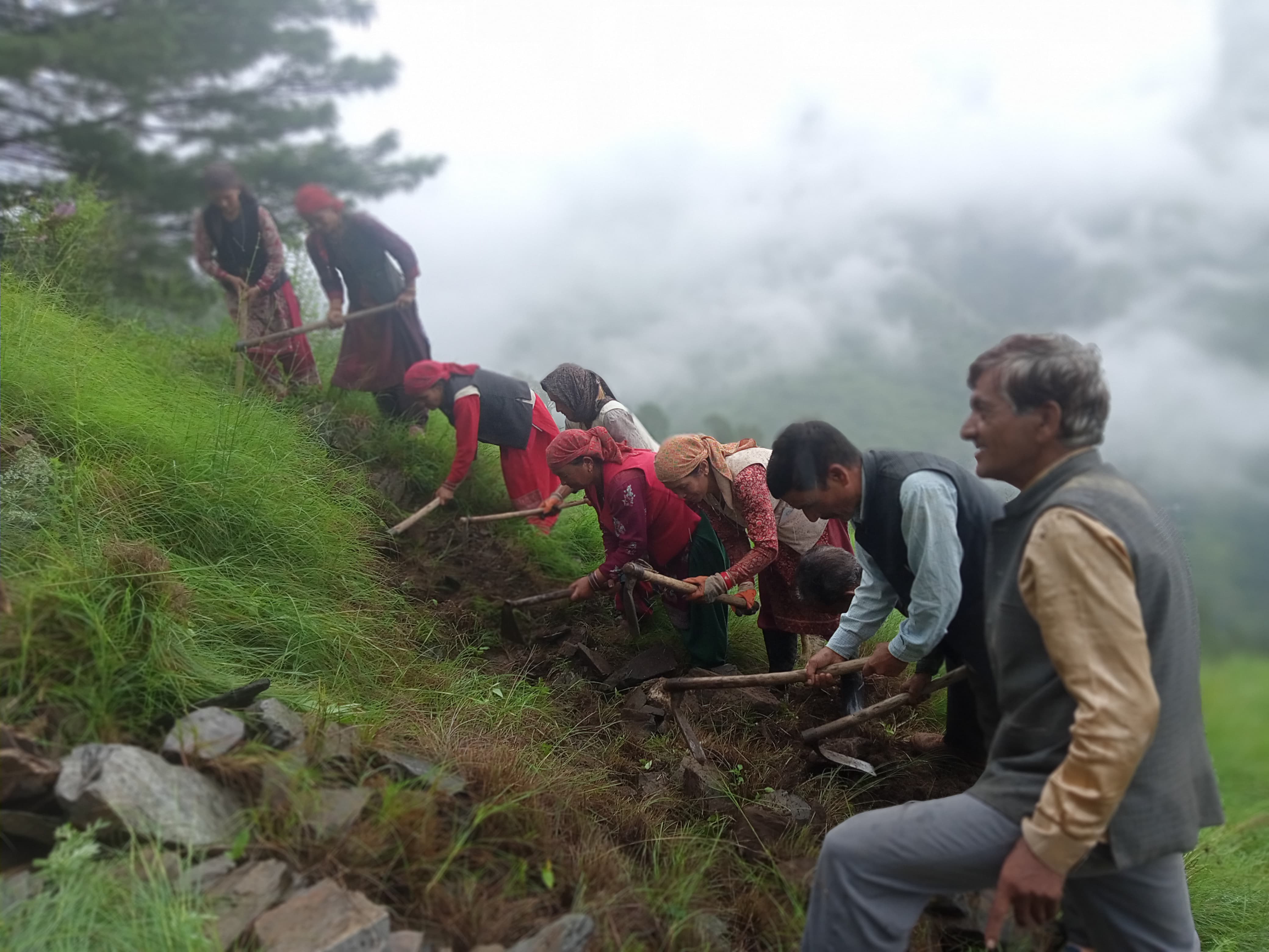 मनरेगा के तहत कार्य करते हुए ग्रामीण।