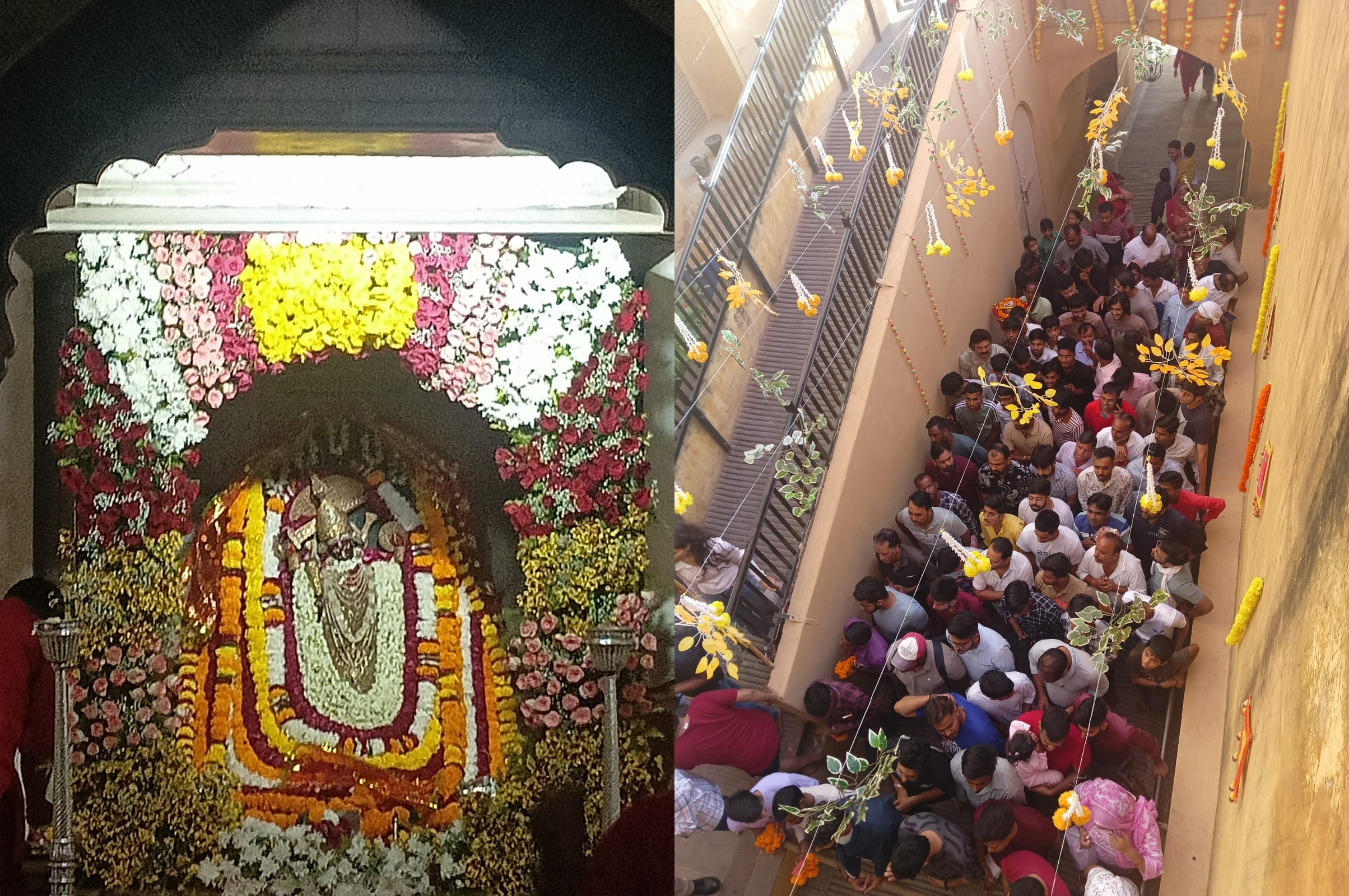 माता रानी को चौकी पर विराजमान कर की घट स्थापना
