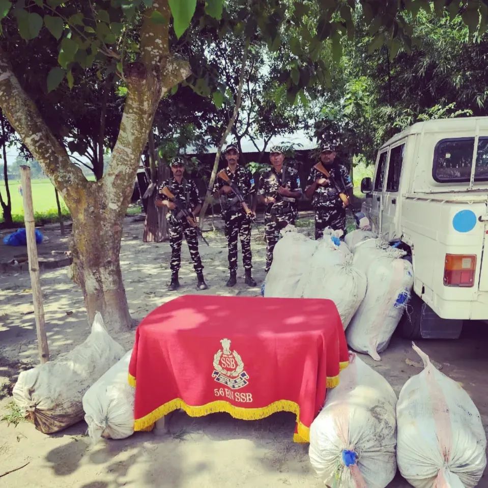 अररिया फोटो:जब्त गांजा के साथ एसएसबी जवान