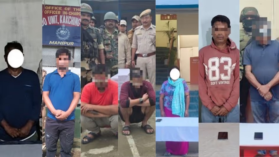 मणिपुर पुलिस द्वारा गिरफ्तार उग्रवादियों की तस्वीर