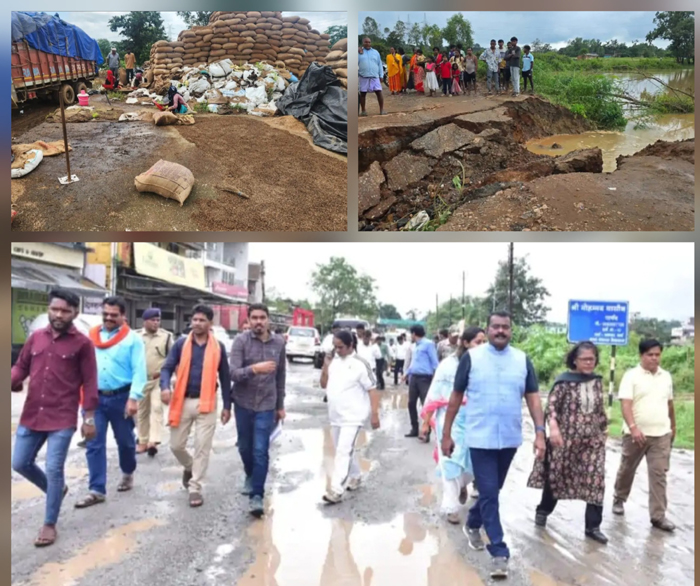 बारिश से खुले में रखा धान भीगा, सड़क क्षतिग्रस्त हुआ, स्कूलों तक पहुंचा गंदा पानी बारिश से खुले में रखा धान भीगा, सड़क क्षतिग्रस्त हुआ, स्कूलों तक पहुंचा गंदा पानी