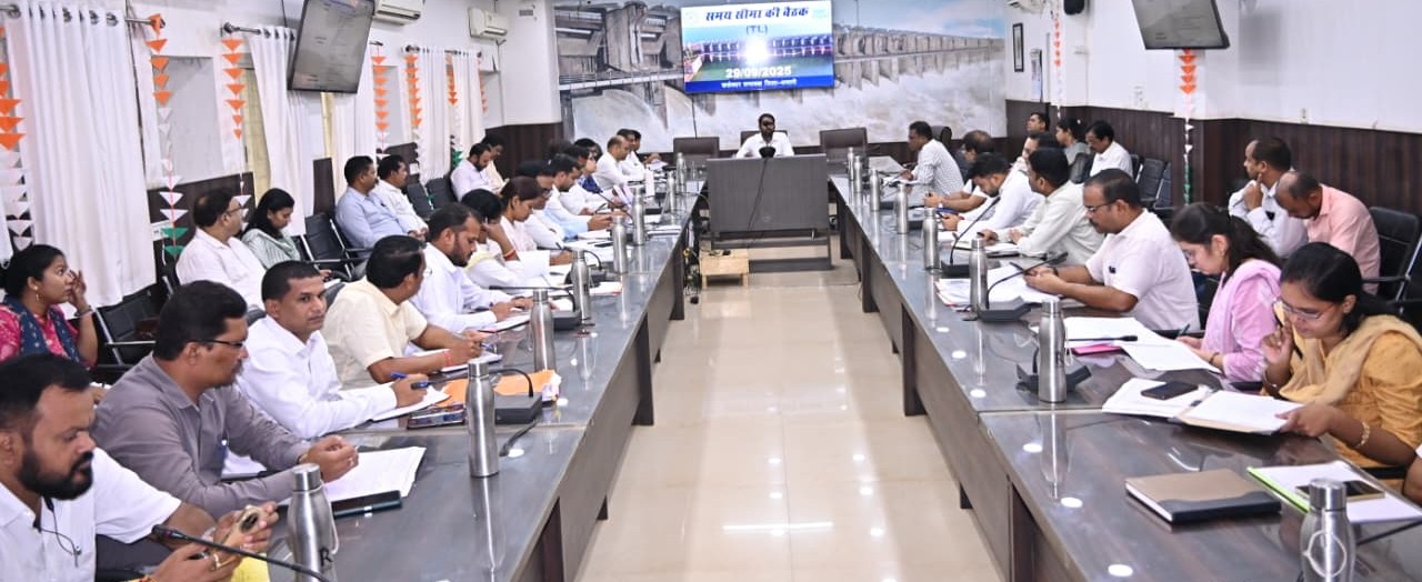समय सीमा की बैठक को संबोधित करते हुए कलेक्टर अभिनाश मिश्रा।