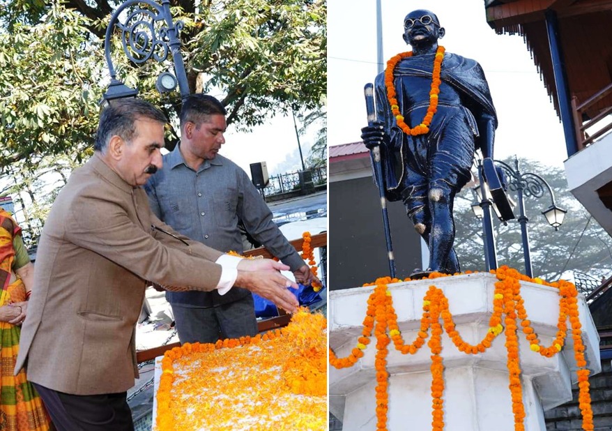 महात्मा गांधी को अर्पित करते मुख्यमंत्री महात्मा गांधी को अर्पित करते मुख्यमंत्री
