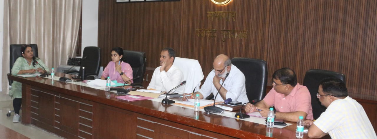 कलेक्ट्रेट सभागार में शनिवार शाम को विशेष संचारी रोग नियंत्रण अभियान को लेकर आयोजित बैठक को संबोधित करते जिलाधिकारी।