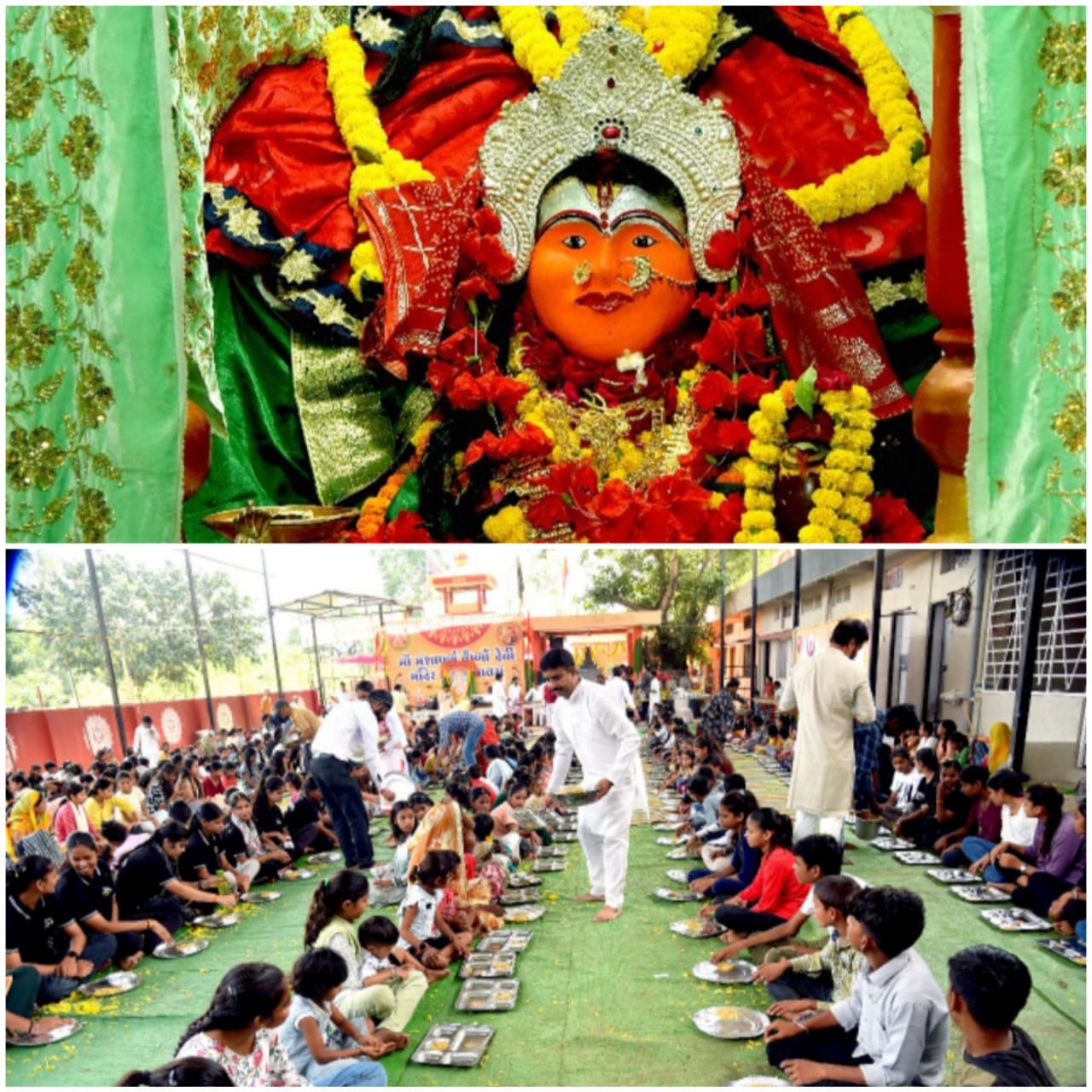 कन्या भोज का आयोजन, ट्रस्ट परिवार ने किया पाद-पूजन