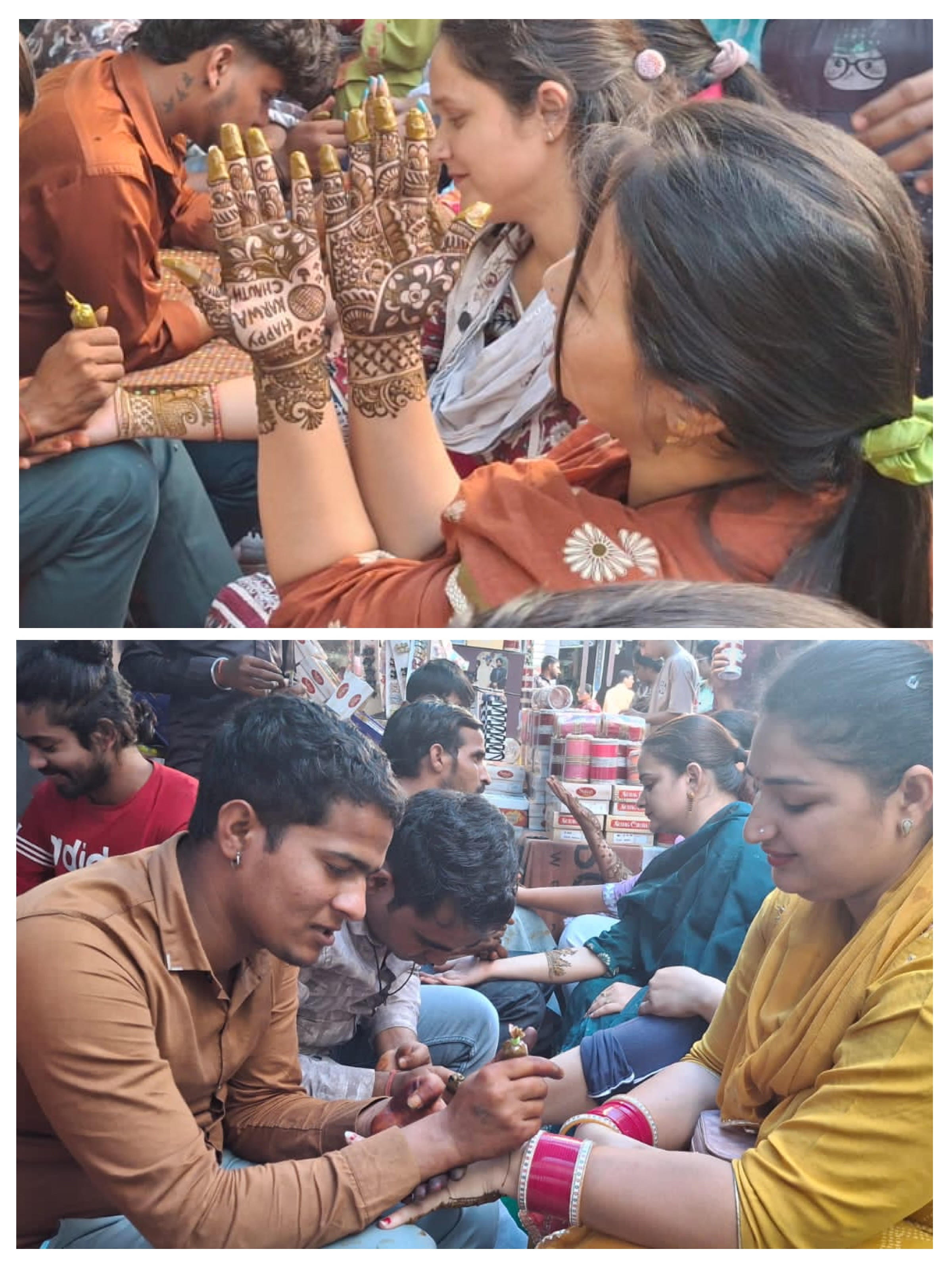 Mehndi and bangle adornment are very special on Karva Chauth; people stay hungry all day and pray for their husband's long life Mehndi and bangle adornment are very special on Karva Chauth; people stay hungry all day and pray for their husband's long life