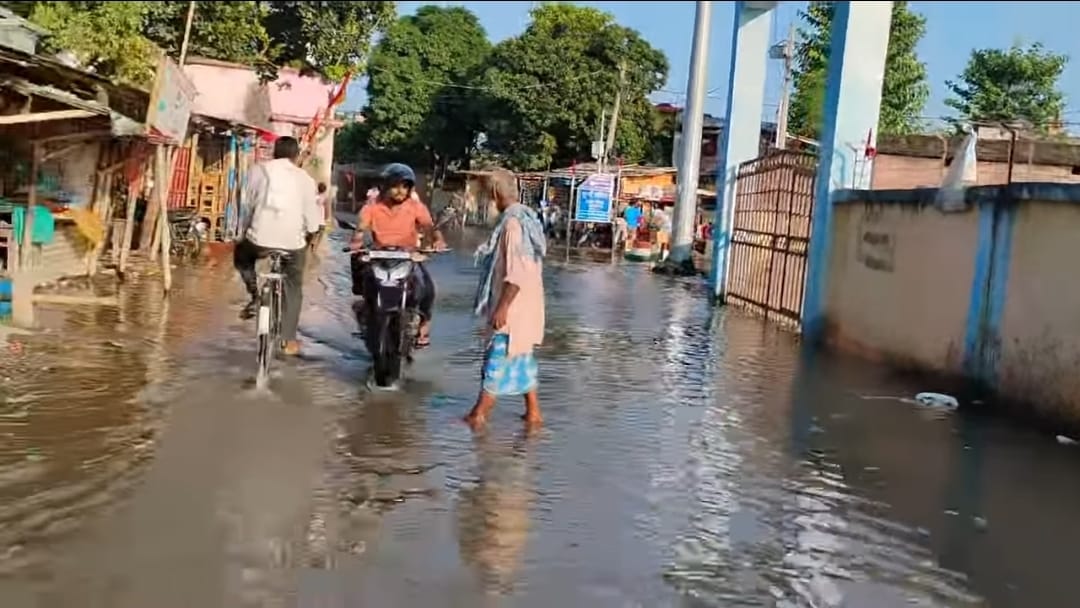 अररिया फोटो:सीताधार के उफान से मोहल्ले में जमा पानी अररिया फोटो:सीताधार के उफान से मोहल्ले में जमा पानी