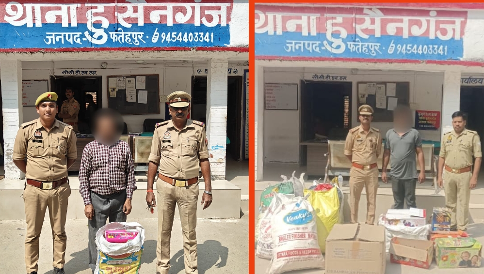 पुलिस गिरफ्त में 07 बोरी पटाखा के साथ 02 अभियुक्त