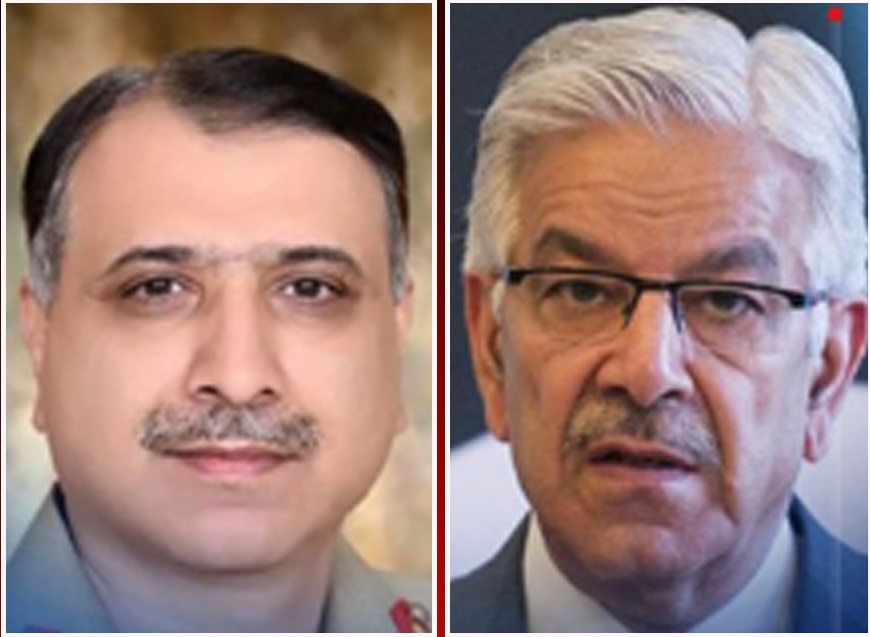 पाकिस्तान की इंटर-सर्विसेज इंटेलिजेंस प्रमुख लेफ्टिनेंट जनरल असीम मलिक और रक्षामंत्री ख्वाजा मोहम्मद आसिफ। फोटो - इंटरनेट मीडिया पाकिस्तान की इंटर-सर्विसेज इंटेलिजेंस प्रमुख लेफ्टिनेंट जनरल असीम मलिक और रक्षामंत्री ख्वाजा मोहम्मद आसिफ। फोटो - इंटरनेट मीडिया