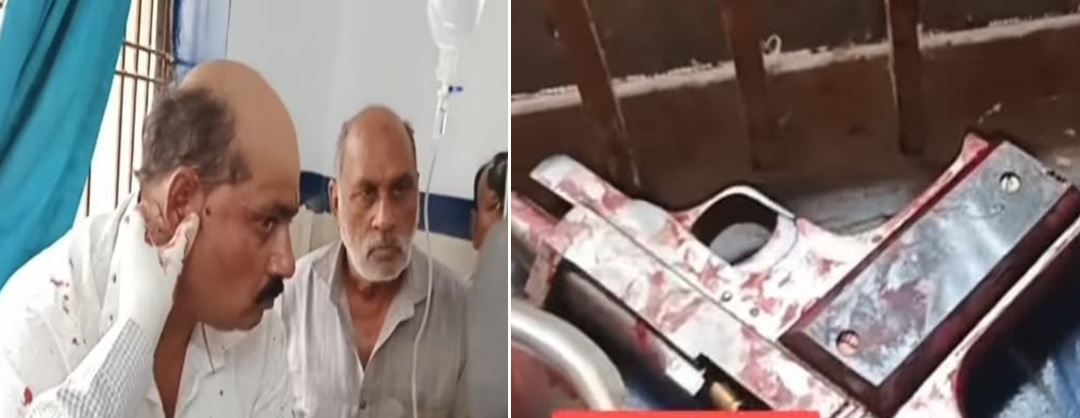 घायल अध्‍यक्ष पति एवं पिस्‍टल
