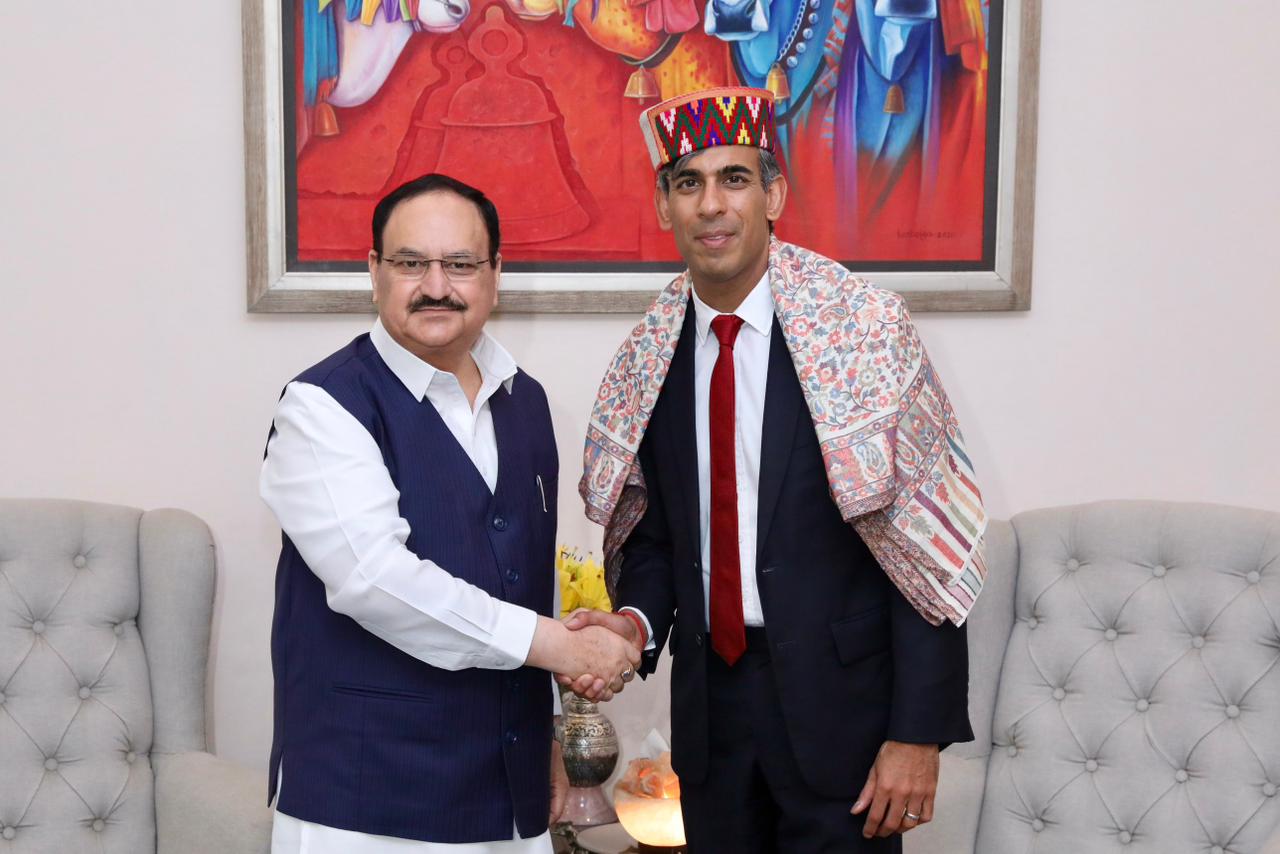 भाजपा को जाने पहल के तहत जे पी नड्डा की ऋषि सुनक से की मुलाकात भाजपा को जाने पहल के तहत जे पी नड्डा की ऋषि सुनक से की मुलाकात