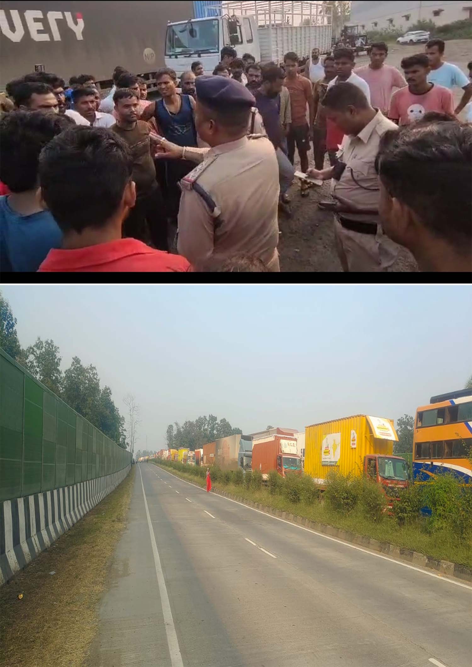 Illegal collection from vehicles at Metevani check post on the MP-Maharashtra border, long traffic jam