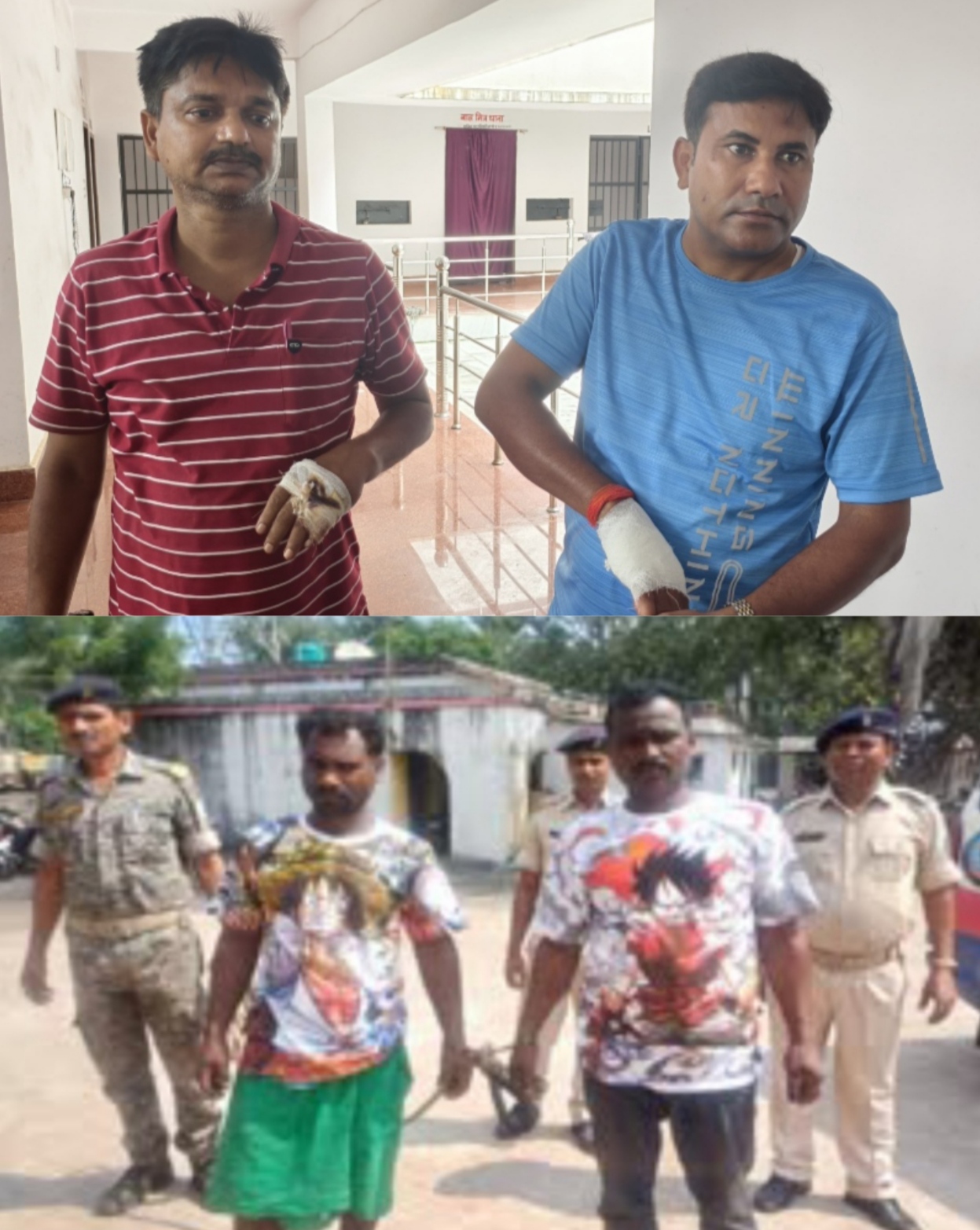 घायल पुलिसकर्मी और गिरफ्तार आरोपित घायल पुलिसकर्मी और गिरफ्तार आरोपित
