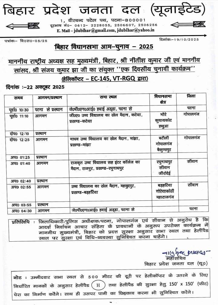 नीतीश कुमार की सारण प्रमंडल के सिवान9गोपालगंज में सभा स्थल की जानकारी की फोटो नीतीश कुमार की सारण प्रमंडल के सिवान9गोपालगंज में सभा स्थल की जानकारी की फोटो