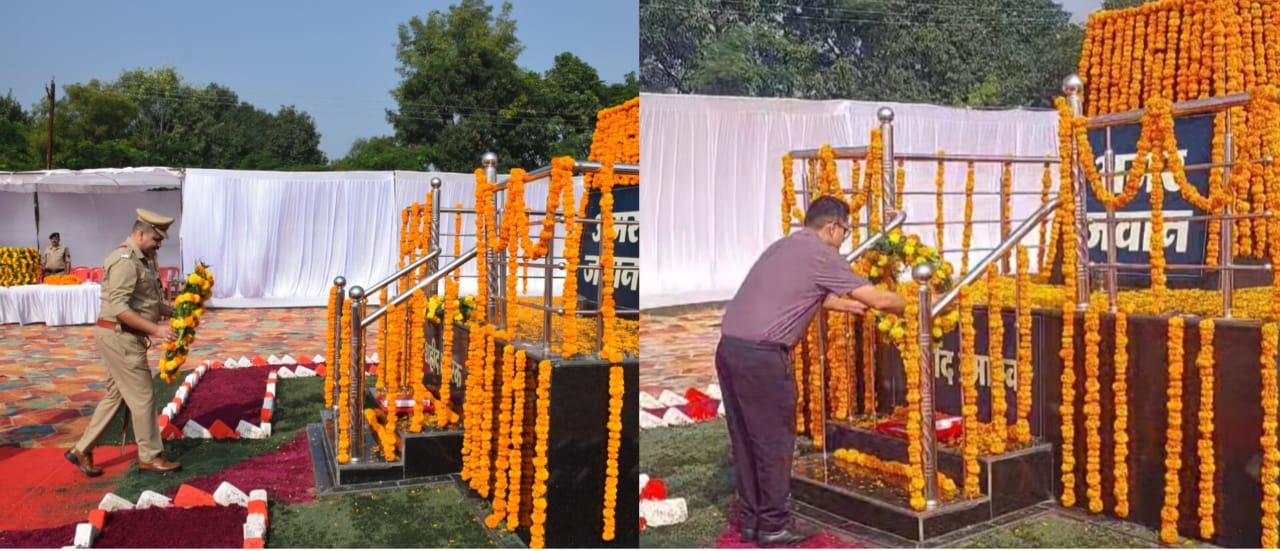 शहीद पुलिसकर्मीयों काे श्रद्धांजलि देते पुलिस अधीक्षक व कलेक्टर शहीद पुलिसकर्मीयों काे श्रद्धांजलि देते पुलिस अधीक्षक व कलेक्टर