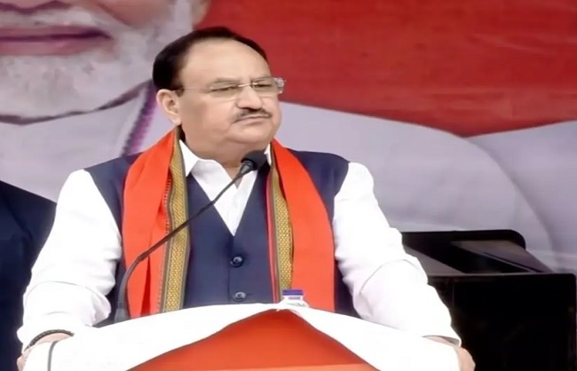 बिहार में औरंगाबाद जिले के गोह में जनसभा को सम्बोधित करते जेपी नड्डा