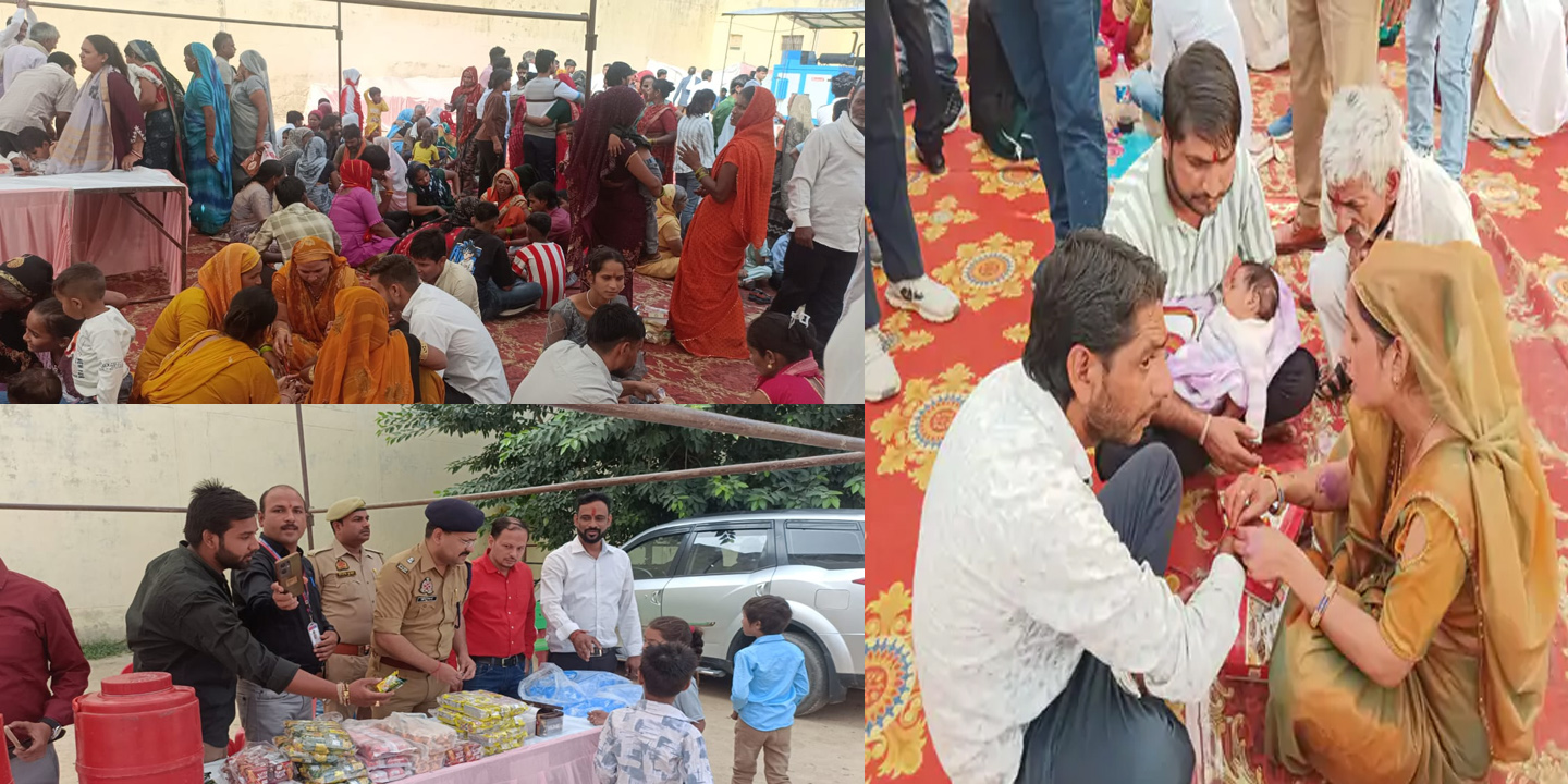 जिला जेल में बहिनें और बंदियों की भीड़, जिला कारागार में आए बच्चों को गिफ्ट देते हुए जेल अधीक्षक अंशुमन गर्ग