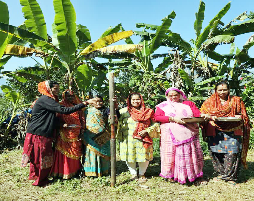 च्यूड़े तैयार करती बहनें। च्यूड़े तैयार करती बहनें।