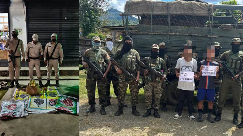 मणिपुर- गिरफ्तार दो नाबालिग उग्रवादी एवं जुआ खेल से संबंधित सामग्रियों का दृश्य मणिपुर- गिरफ्तार दो नाबालिग उग्रवादी एवं जुआ खेल से संबंधित सामग्रियों का दृश्य