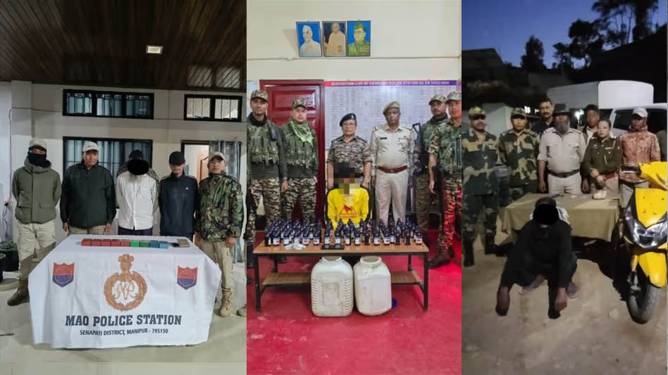 मणिपुरः मादक पदार्थ के साथ गिरफ्तार ड्रग्स तस्करों की तस्वीर मणिपुरः मादक पदार्थ के साथ गिरफ्तार ड्रग्स तस्करों की तस्वीर