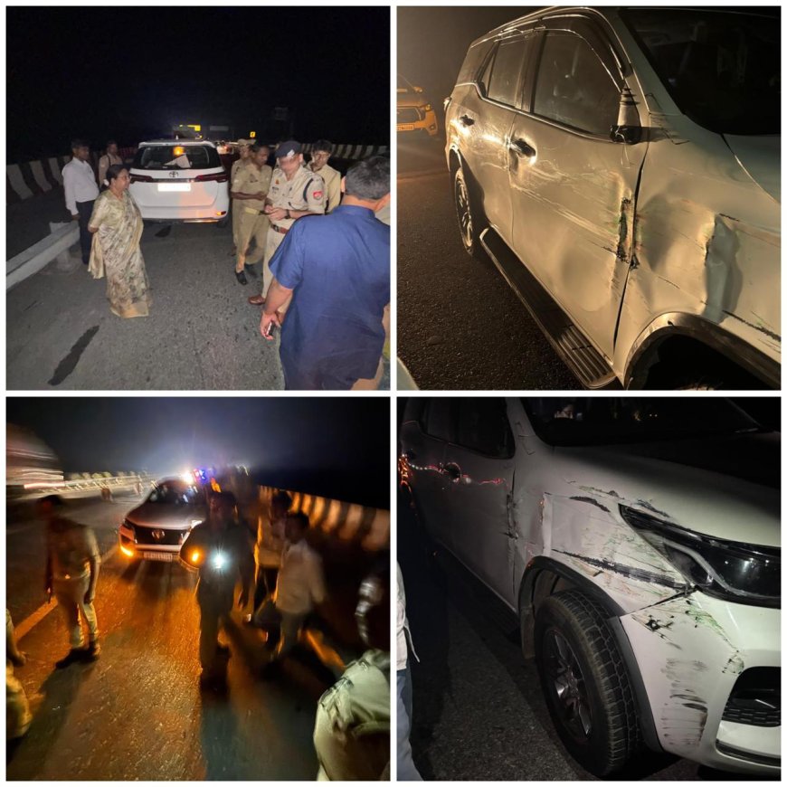 कैबिनेट मंत्री की कर दुर्घटनाग्रस्त कैबिनेट मंत्री की कर दुर्घटनाग्रस्त