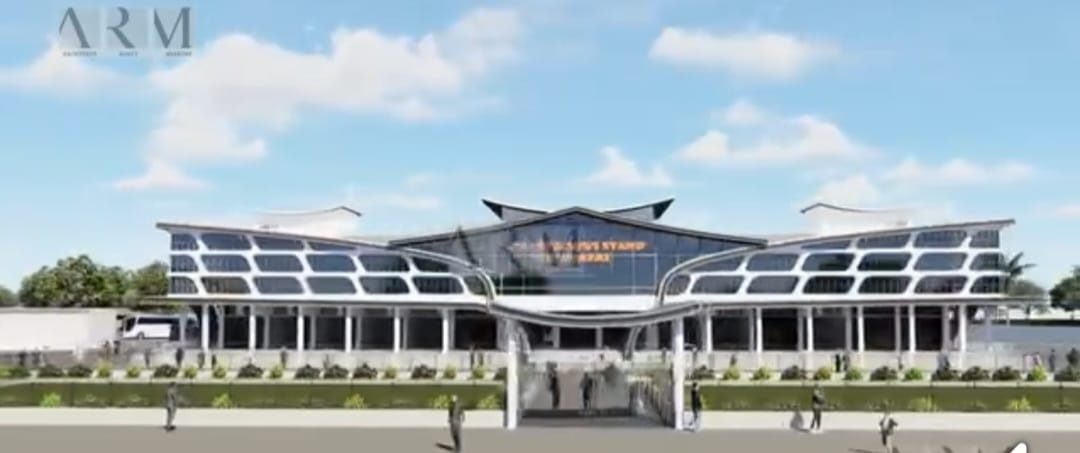 हाईटेक बस स्टैंड का मॉडल चित्र।