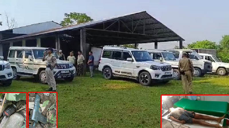 असमः मुठभेड़ के बाद पुलिस कर्मियों के जमावड़े का दृश्य। इनसाइड में मुठभेड़ में ढेर माओवादी, बरामद ग्रेनेड एवं पिस्तौल असमः मुठभेड़ के बाद पुलिस कर्मियों के जमावड़े का दृश्य। इनसाइड में मुठभेड़ में ढेर माओवादी, बरामद ग्रेनेड एवं पिस्तौल