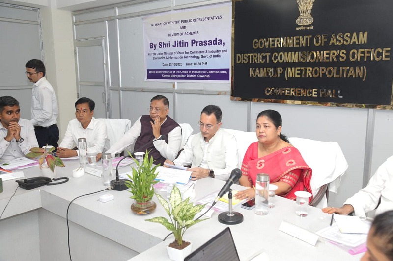 Union Minister Jitin Prasada reviewing central schemes in Kamrup Metro.