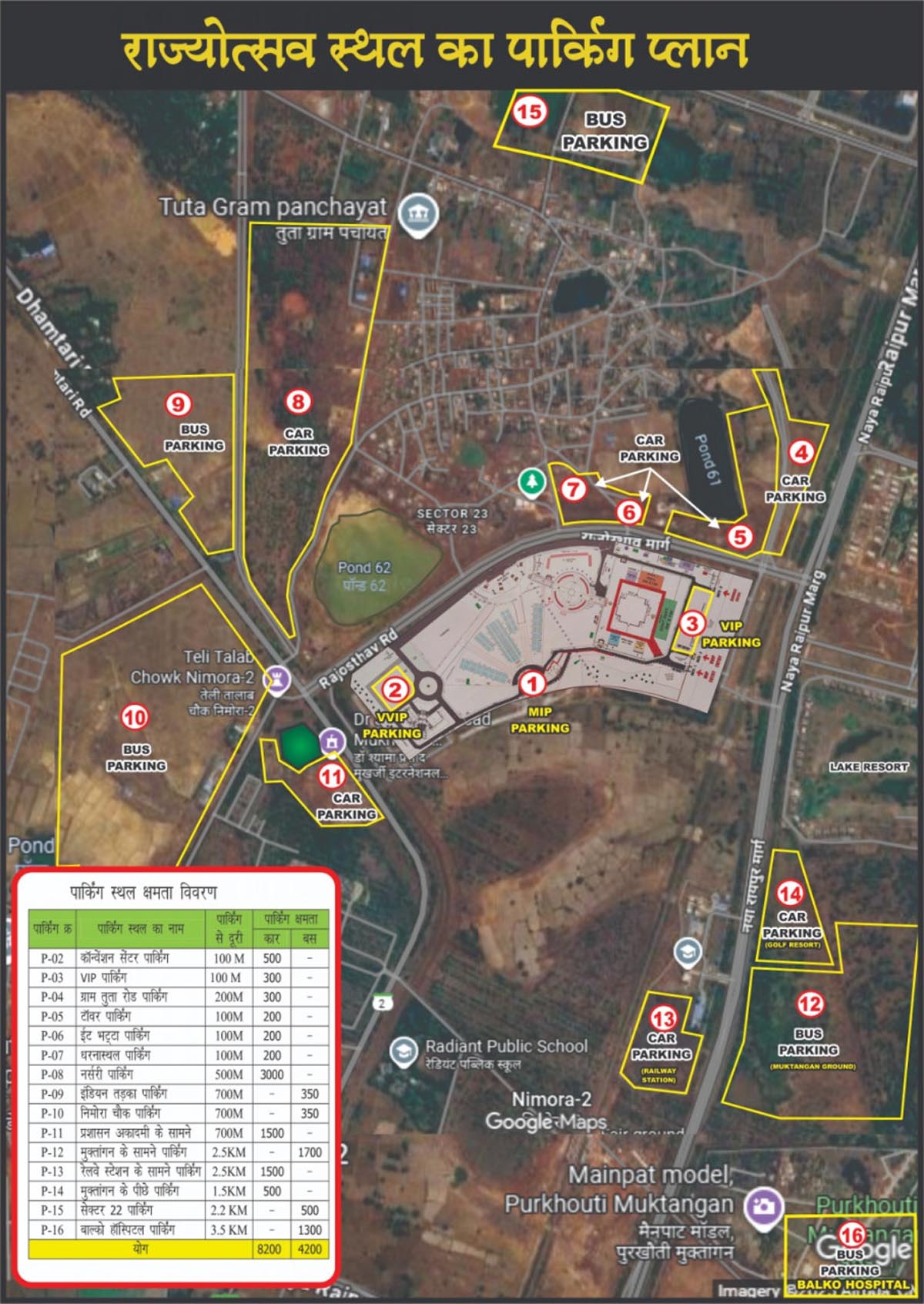 यातायात विभाग द्वारा निर्धारित किए रूट चार्ट