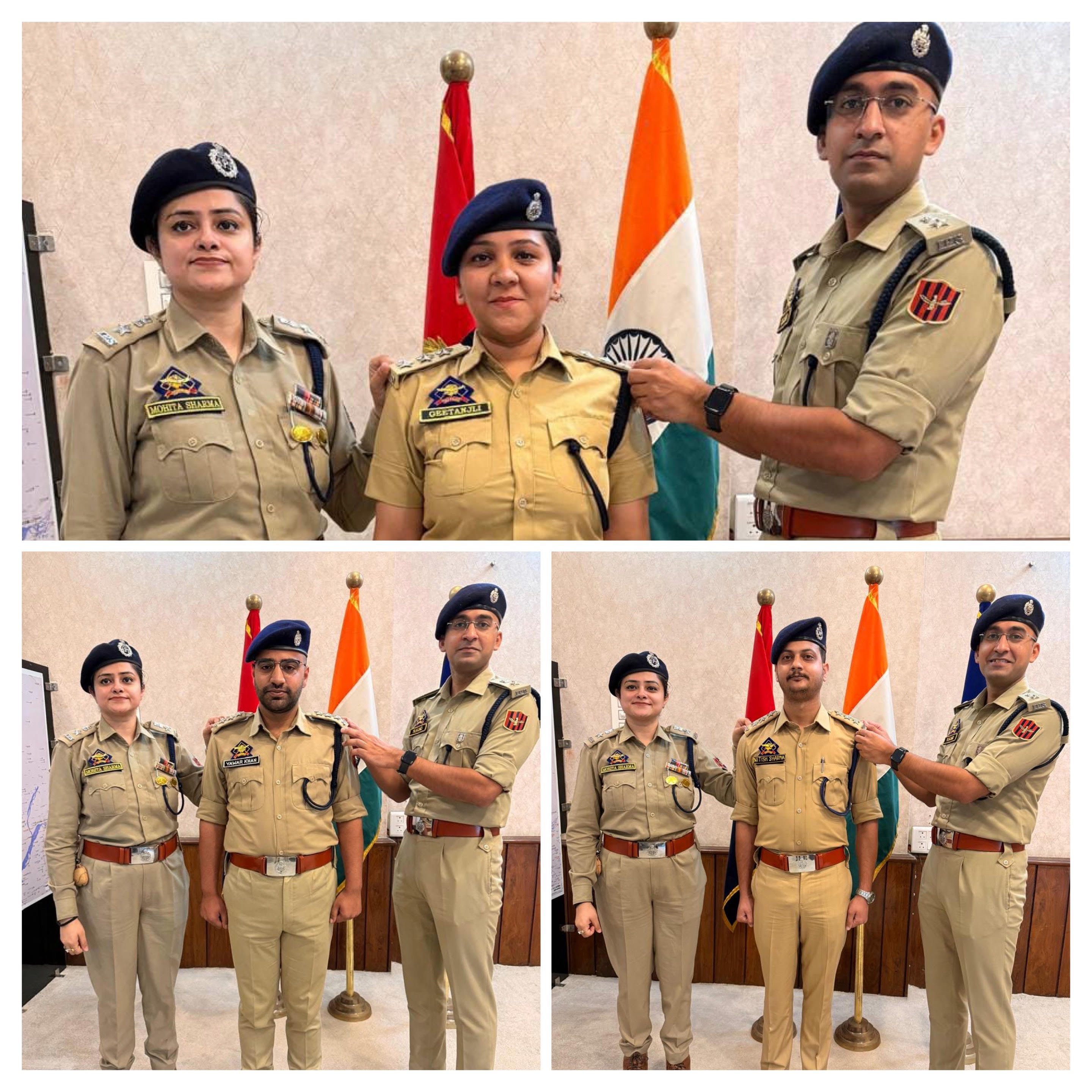 DSP Geetanjali Gupta, Nitish Sharma, Yawar Khan were formally awarded the new positions. DSP Geetanjali Gupta, Nitish Sharma, Yawar Khan were formally awarded the new positions.