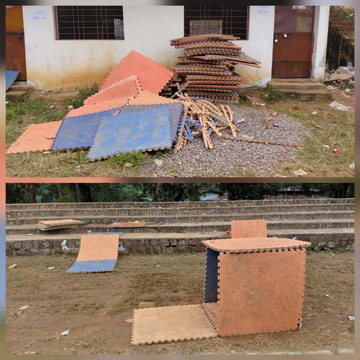 दुर्गूकोंदल में मंहगे मैट खुले में फेंके गये