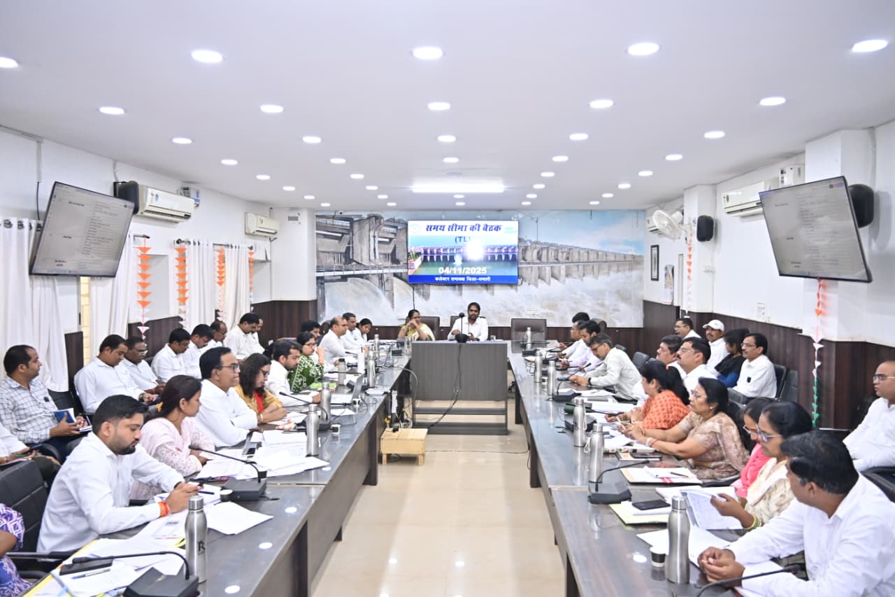 बैठक को संबोधित करते हुए कलेक्टर अबिनाश मिश्रा।