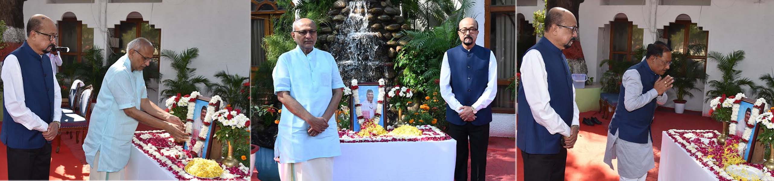 उप राष्ट्रपति और राज्यपाल  भारत रत्न डॉ. भूपेन हजारिका काे नमन करते