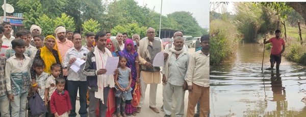 मुरैना : दबंगों ने आवागमन रास्ता किया बंद, गंदा पानी कच्चे रास्ते पर मोड़ा